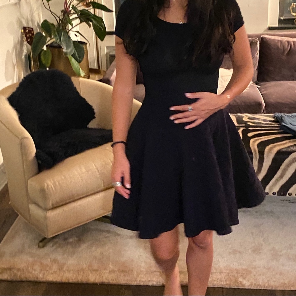 Vintage Donna Karan skater dress fit flare navy